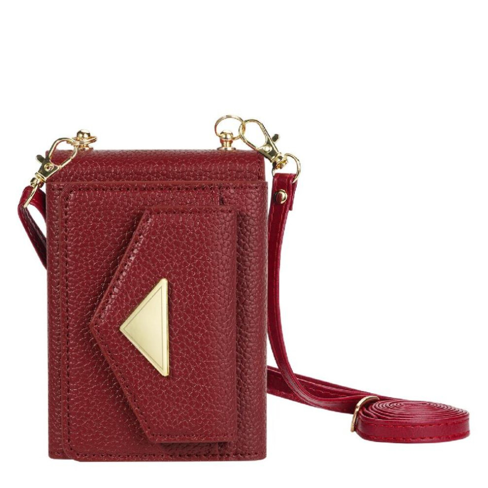 (Red) Accordion Card Wallet Case For Samsung Galaxy Z Flip3 5G Pu Leather Magnetic Closure Crossbody Strap Card Holder Protective Cover Red 764549430321