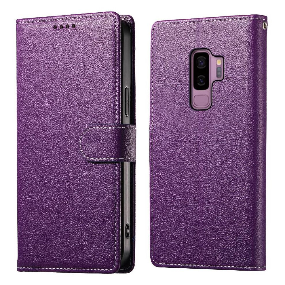 (Purple) Case For Samsung Galaxy S9 Card Slots Shockproof Magnetic Closure Daily Use Purple 764549431007