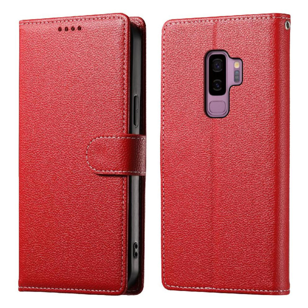 (Red) Case For Samsung Galaxy S9 Card Slots Shockproof Magnetic Closure Daily Use Red 764549431045
