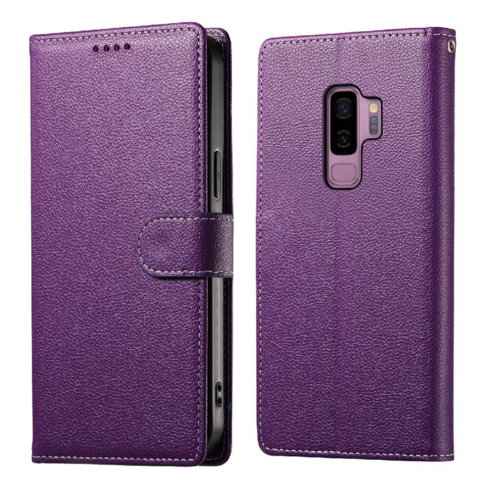 (Purple) Case For Samsung Galaxy S9 Plus Magnetic Closure Daily Use Shockproof Card Slots Purple 764549431076