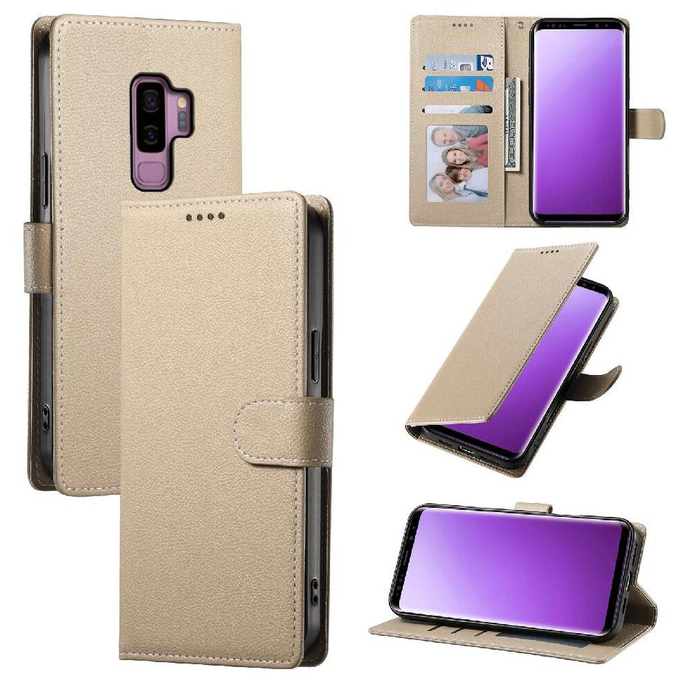 (Khaki ) Case For Samsung Galaxy S9 Plus Magnetic Closure Daily Use Shockproof Card Slots 764549431083