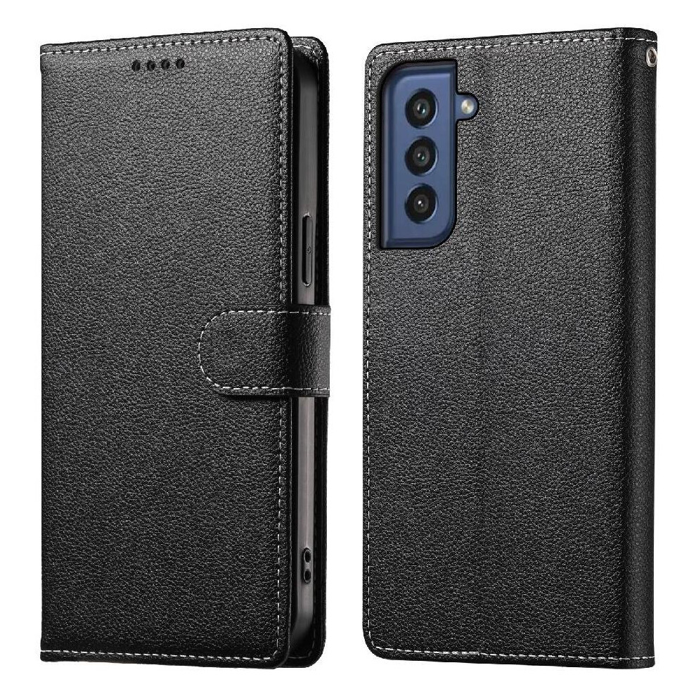 (Black) Case For Samsung Galaxy S21 Fe Daily Use Card Slots Magnetic Closure Shockproof Black 764549432097