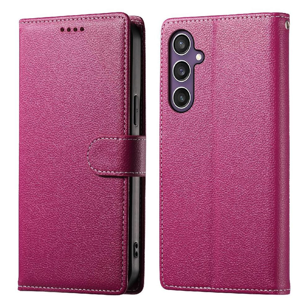 (Pink) Case For Samsung Galaxy S25 Shockproof Magnetic Closure Card Slots Daily Use Pink 764549433155