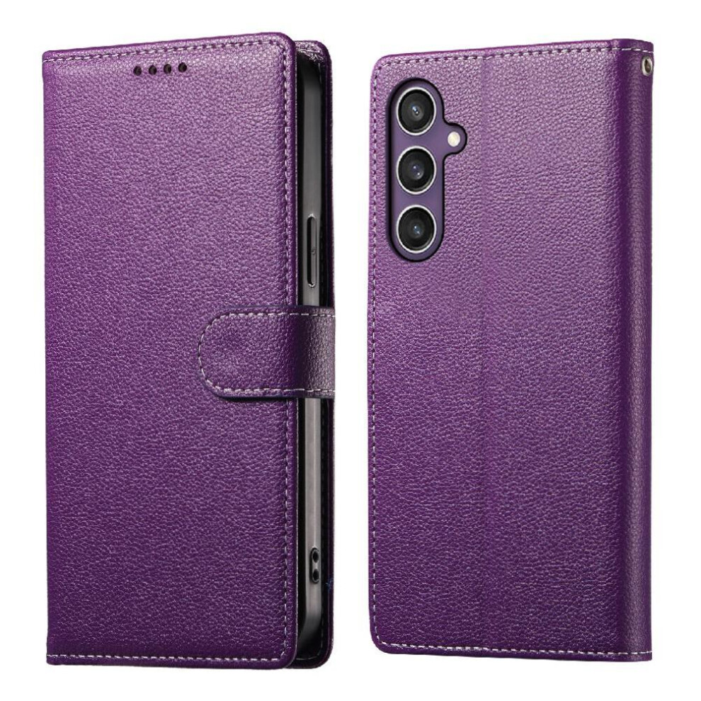 (Purple) Case For Samsung Galaxy S25 Shockproof Magnetic Closure Card Slots Daily Use Purple 764549433124