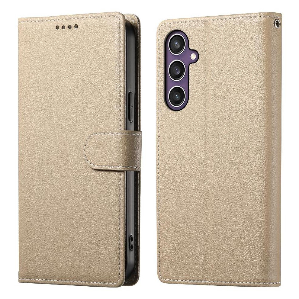 (Khaki ) Case For Samsung Galaxy S25 Shockproof Magnetic Closure Card Slots Daily Use 764549433131