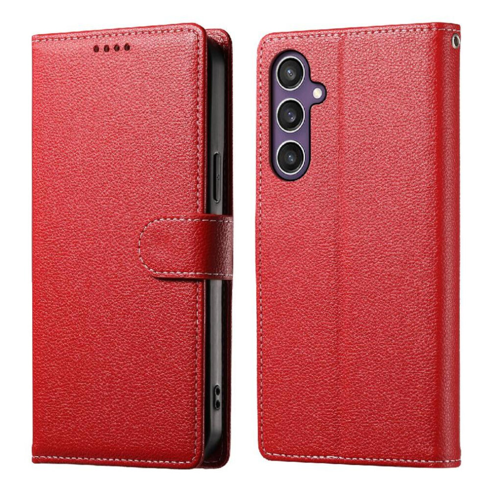 (Red) Case For Samsung Galaxy S25 Shockproof Magnetic Closure Card Slots Daily Use Red 764549433162
