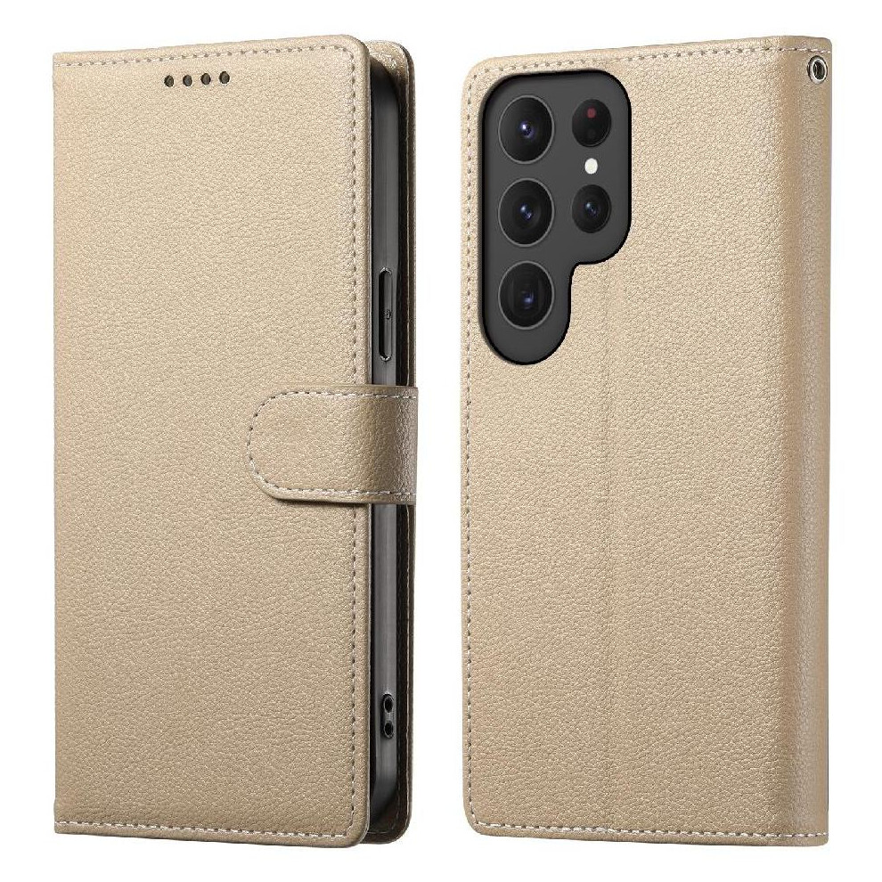 Gangxun (Khaki ) Case For Samsung Galaxy S25 Ultra Shockproof Magnetic Closure Card Slots Daily Use