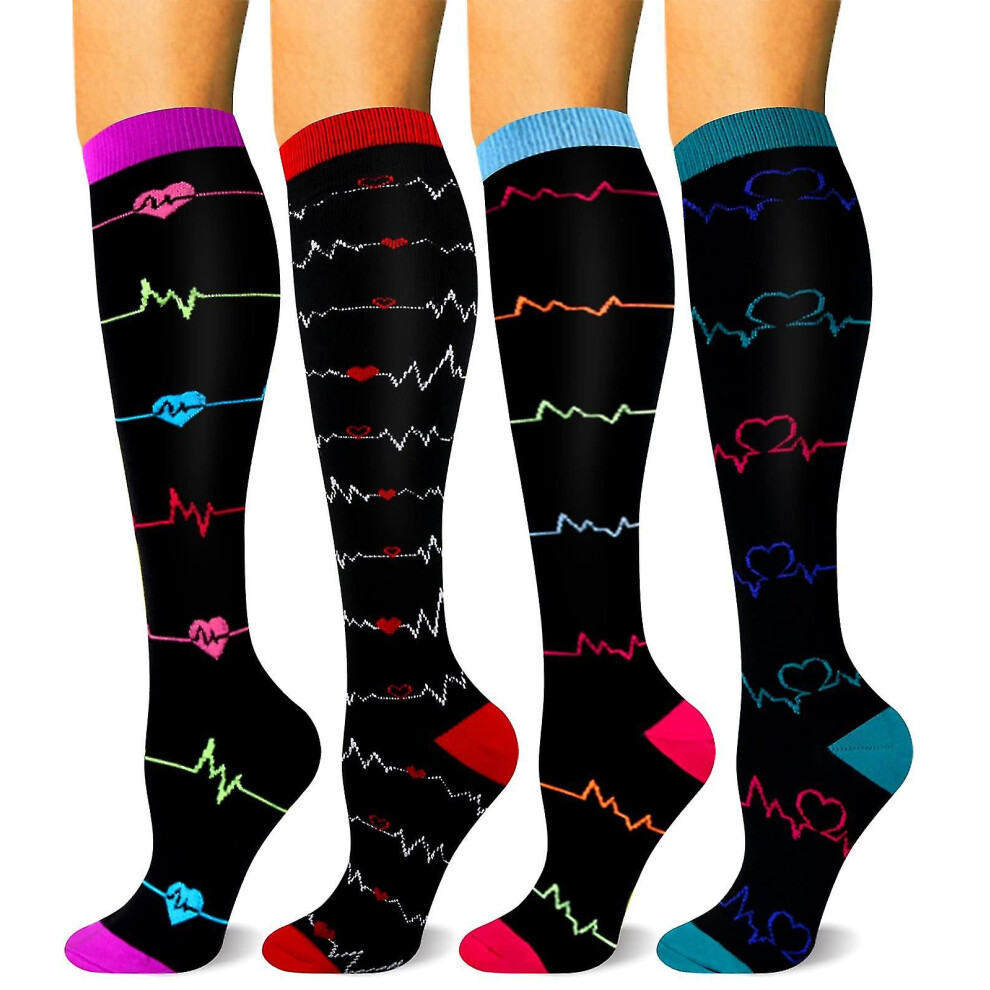 (M) 4 Pairs Compression Socks For Women