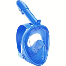 (Bule) Youngsters' Black Full-Face Snorkel Mask with Innovative Leak-Proof System, 180 Panoramic View, and Removable Camera Mount