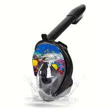 (Black, S/M) Adult Full Face Snorkeling Mask | Dry Snorkeling | Detachable Camera | Adjustable Shoulder Straps | Suitable for Beginners | Swimming Practice