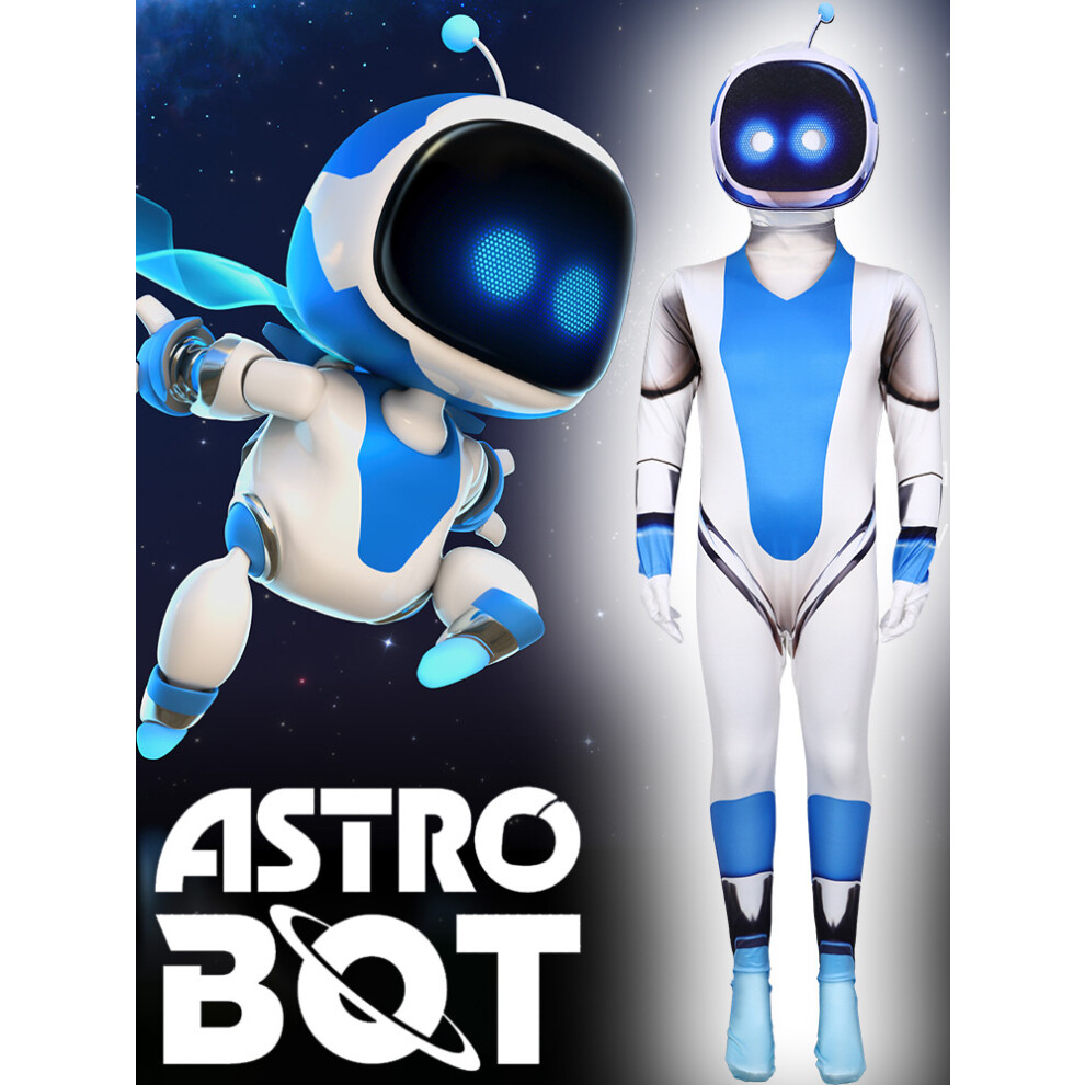 (110) Astro Bot Cosplay Costume Jumpsuit Party Fancy Dress Bodysuit for Kids Adults