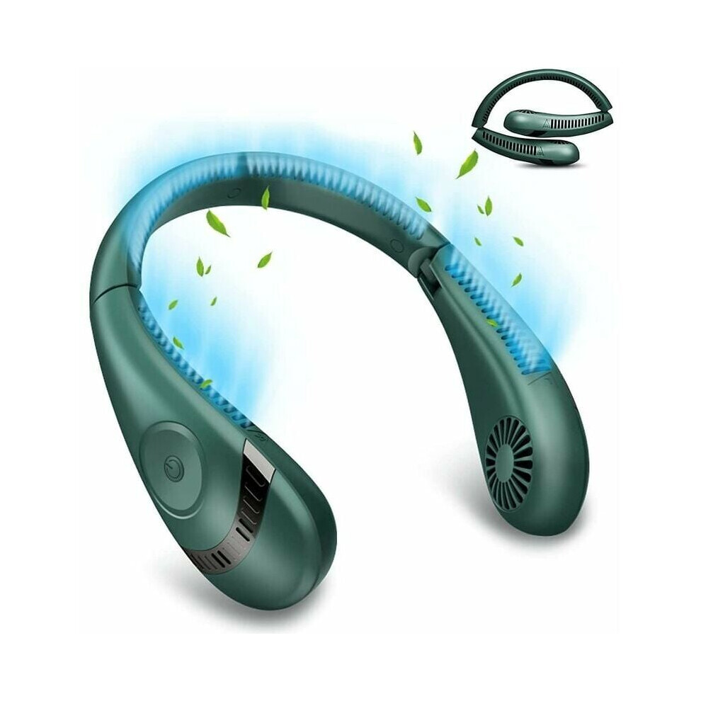 Lifeasy (Green) Portable Neck Fan, 5000Mah Foldable Neck Fan, Bladeless Portable Fan, Quiet, Bladeless, 360 Degree Cooling