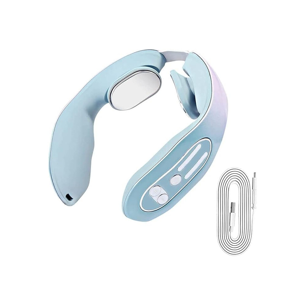 Lifeasy Blue Cervical Neck Massage Machine ( Gradient Color), Neck Massager With Heat, Fatigue, And Pain Relief Functions, Intelligent Cordless Neck Massage Ma