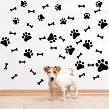 Dog decorative stickers, dog paw printed pet stickers and dog bone stickers, dog cat wall art printed window stickers, girl and boy room stickers