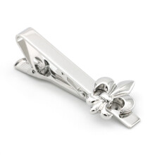 Heren bloemen stropdas clip (zilver) - normale maat roestvrij staal zakelijk huwelijkscadeau