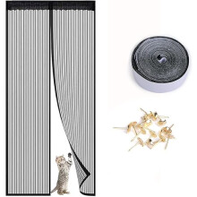 Magnetische hordeur (zwart, 100x210cm), robuust hordeur, hor voor patioraam met krachtige magneet en full frame Magic Tape