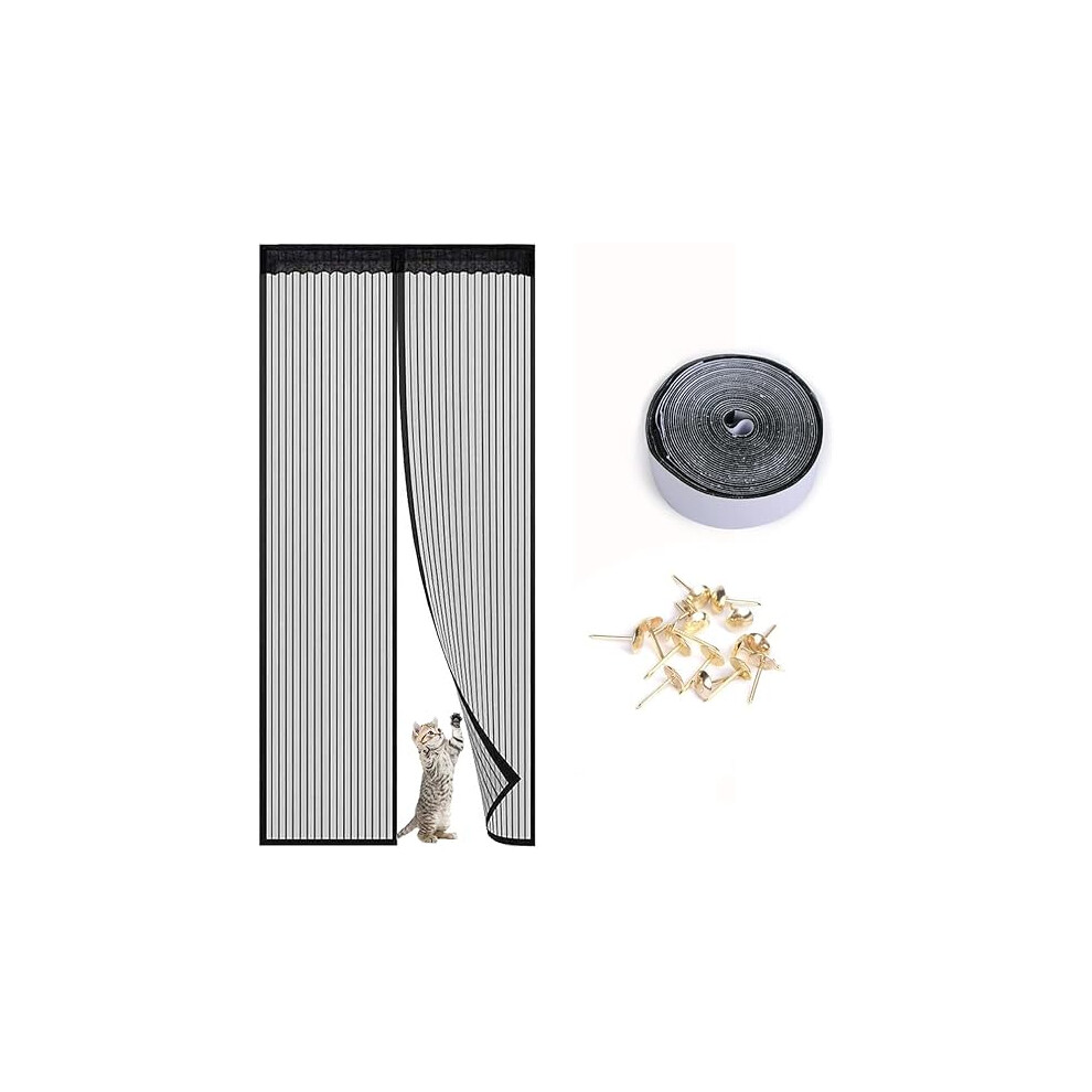 Magnetic Fly Screen Window For Doors (Black, 100X210 Cm), Heavy-Duty Mosquito Net Fly Screen, Patio Insect Screen Window With Strong Magnet And Full F 9469042658302