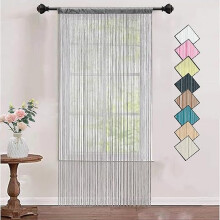 Thin rope door curtain with silver thread (gray, 100 * 200cm), single door curtain for dense decoration