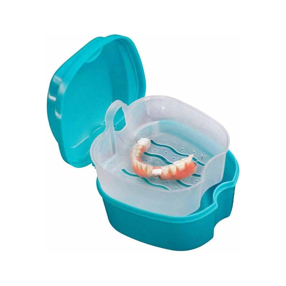 Lifeasy Light/Blue Denture Bath Solution Box ( Excluding Dentures), Orthodontic Retainer Box, Plastic Denture Bath Solution Box, Denture Cleaning Set Containe