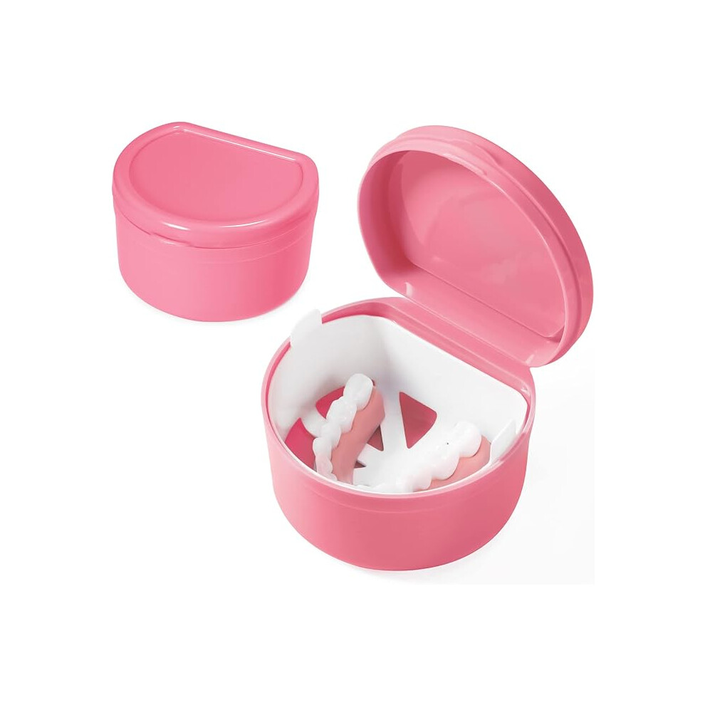 Lifeasy Pink D-Shaped Retainer Set (, Excluding Dentures), Denture Box With Filter Basket, Used For Denture Cleaning, Invisible Correctors, And Tooth Protector