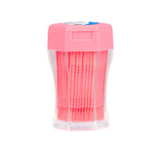 Cepillo de hilo dental (rosa), palillo de dientes, hilo dental, herramienta de limpieza dental de pl?stico de doble cabezal, utilizada para la limpiez