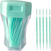 Cepillo de hilo dental (verde), palillo de dientes, hilo dental, herramienta de limpieza dental de pl?stico de doble cabezal, utilizada para la limpie