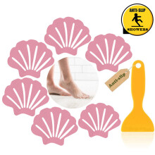 Adesivo antiscivolo trasparente a forma di conchiglia (6 pezzi, rosa), adesivo antiscivolo per doccia Adesivo per baby shower con texture trasparente