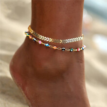1 pezzo set (#1) Cavigliera in argento con perline Bracciale con perline Catena per gioielli per piedi per donne e ragazze