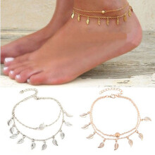 2 pezzi (oro + argento) cavigliera perline braccialetto cavigliera perline catena gioielli piede per donne e ragazze