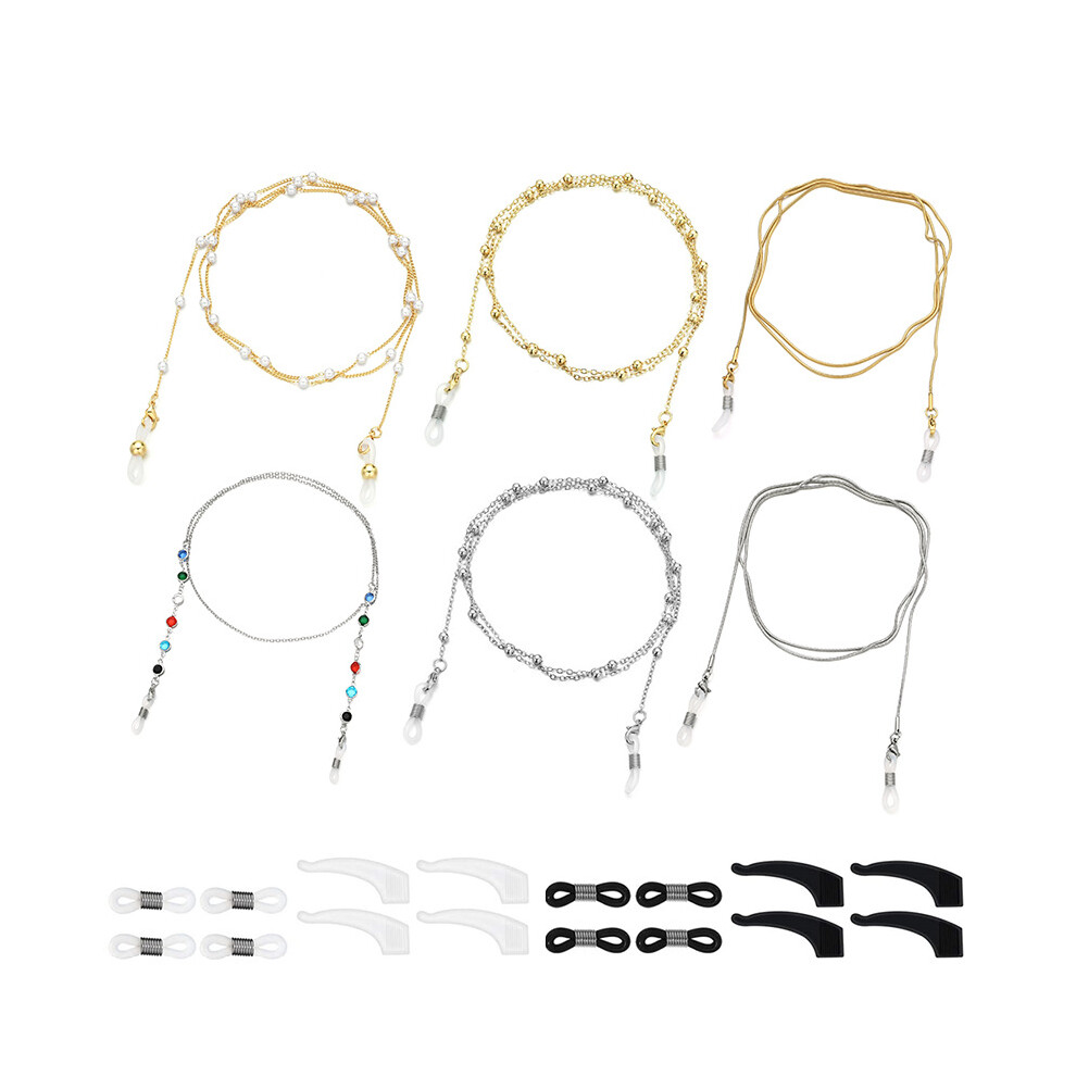 Lifeasy 6 Pieces Glasses Chains Stylish Glasses Retainer Beads Glasses Strap Holder (Combination 1)