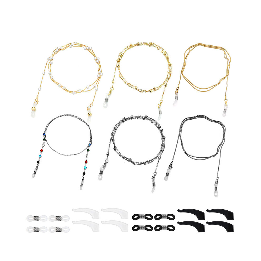 Lifeasy 6 Pieces Glasses Chains Stylish Glasses Retainer Beads Glasses Strap Holder (Combination 2)