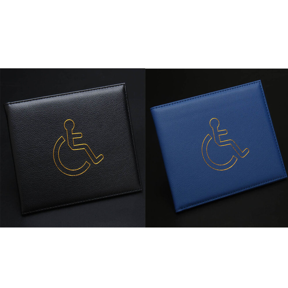 2 Pieces (+Blue) Disabled Badge Holder And Timer, Pu Leather Badge Holder, Badge Holder Protector For Badge Holder And Timer Hologram Safe Disabl Black/Blue 9469042661357