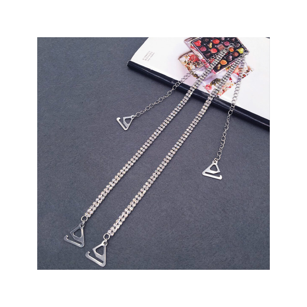 1PCS (Silver) Pairs of Invisible Non-slip Adjustable Rhinestone Bra Straps