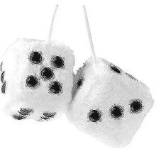 (White) 1 Pair Plush Dice Of Retro Square Mirror Hanging Couple With Dots For Car Interior Ornament Decoration szkyd