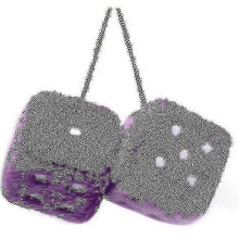 (Purple) 1 Pair Plush Dice Of Retro Square Mirror Hanging Couple With Dots For Car Interior Ornament Decoration szkyd