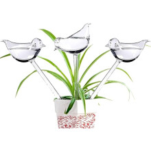 3 Pack PVC Glass Waterer with Bird Shaped Self Watering Spikes for Plants, Indoor and Outdoor