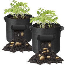 2 Pack Potato Grow Bags, 10 Gallon Grow Bags, Flower Pot with Handles and Harvest Window for Potatoes, Tomatoes Gardening Planting Bags