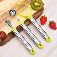 3 pezzi di utensili per intagliare la frutta in acciaio inossidabile, cucchiaio per melone, levatorsolo di mele, coltello per intagliare, sbucciatore