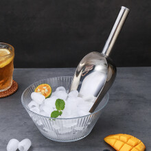 Eis-/Eisschaufel für Crushed Ice und Eiswürfel, gelocht, rund, Edelstahl, silber,