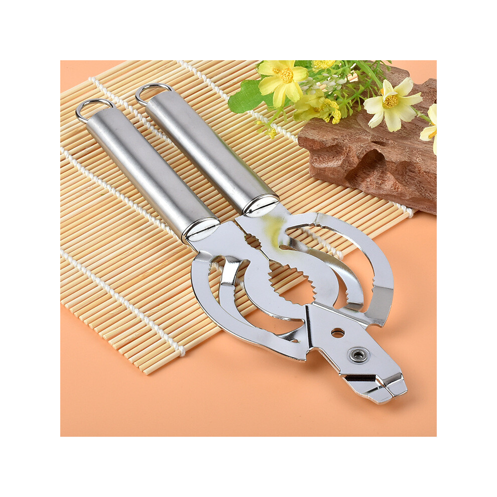 Lifeasy 1 Manual Can Opener Multi-Function 4 In 1 Easy Turn Handle Smooth Edge Can Openers Can Multifunctional Bottle Opener Stainless Steel Blade For Cans, C