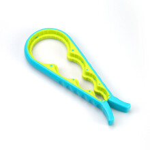1 apriscatole manuale, apriscatole multifunzionale blu e giallo, apribottiglie 5 in 1, utensile da cucina multiuso, apriscatole facile, adatto per man