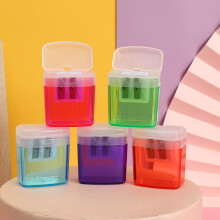 Lot de 6 taille-crayons doubles en plastique coloré à double trou pour enfants pour l'école et le bureau Rouge Rose Bleu Vert Violet