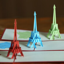 6PCS Pop Up Card "Paris Eiffel Tower - Voucher, Bon Voyage Paris Map of France, 3D, Invitation, Voucher Card, Greeting Card, Invitation Card, Paris, C