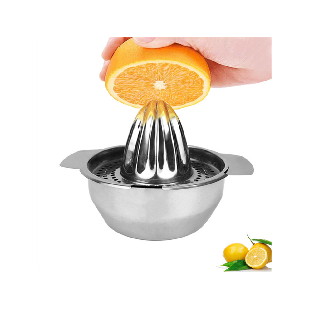 Lifeasy Orange 1Pcs Manual Citrus Juicer - Professional Lemon Squeezer With Stainless Steel Ogive - Stainless Steel Fruit Juice Centrifuge Press - Ã 10 Cm