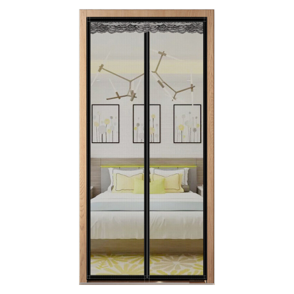 1 Magnetic Mosquito Net Door 90 X 210 Cm, Anti Mosquito Mesh Door Curtain, With Adhesive Strip, Gray And Black Stripe 9469042668080