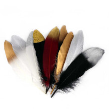Plumas de colores, 40 piezas de decoraci?n de plumas sumergidas en oro, plata y negro, ideales para disfraces, sombreros, decoraci?n del hogar, fiesta