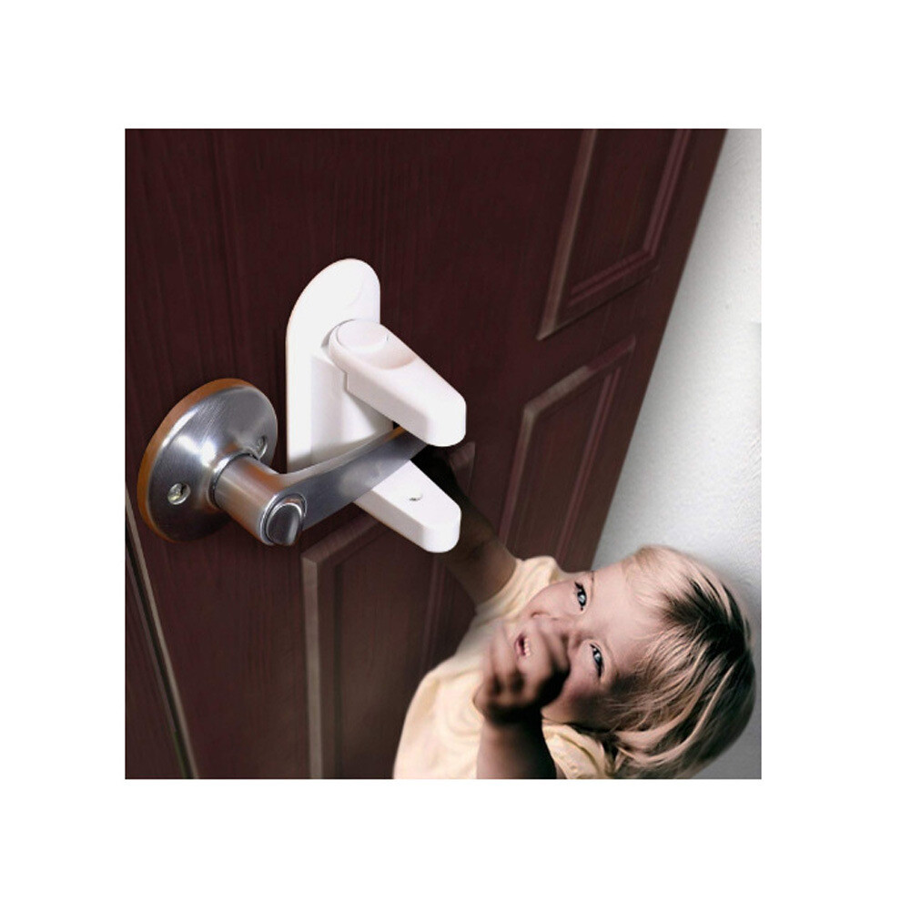 Child Safety Locks (Upgraded 2 Pieces) Baby Safety Lock Door Stopper With 3M Adhesive - Anti-Lock Child Safety Locks White Lifeasy