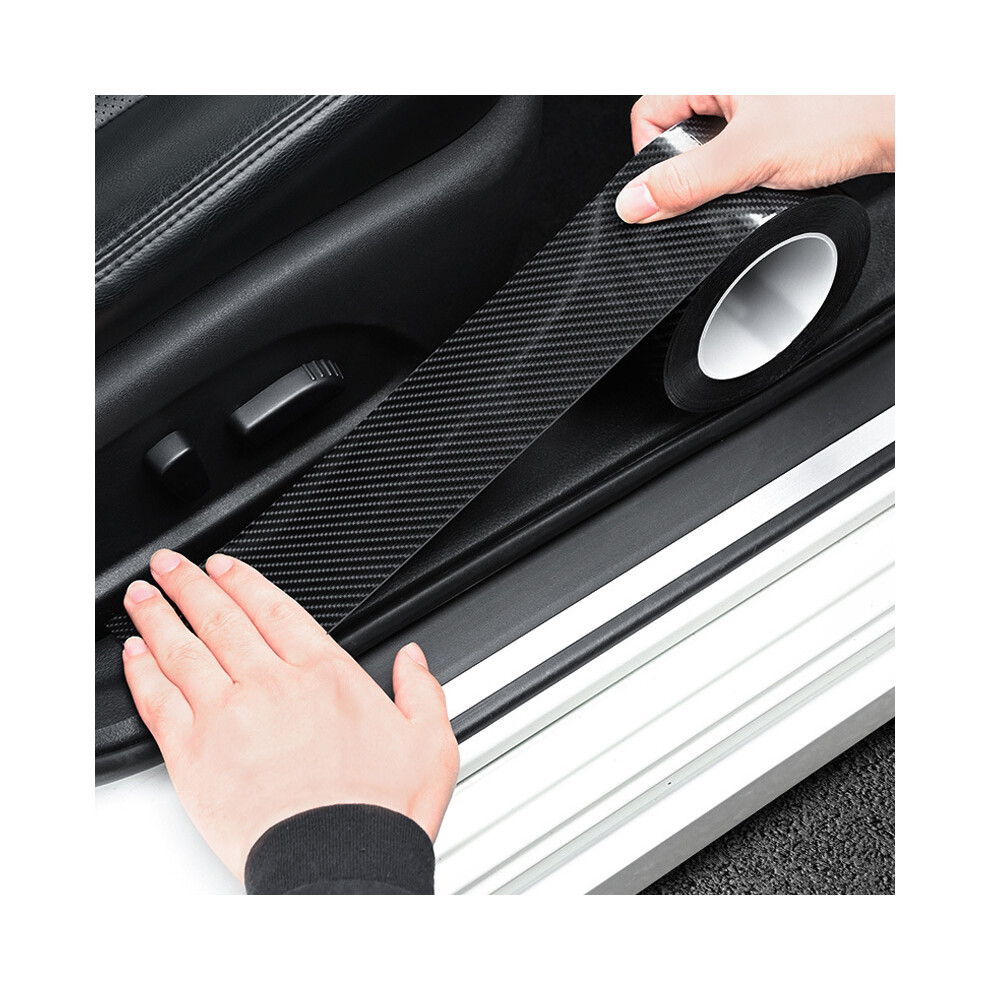 2Pcs Universal Car Door Sill Scuff Film 3M X 3Cm Carbon Fiber Sticker Protector For Door Sill Side Door Trunk Rear Bumper Rearview Mirror Black 9469042669360