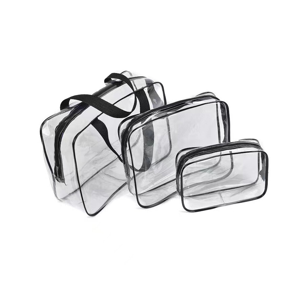 Lifeasy Black 3 In 1 Gifts Bags Transparent Pvc Travel Bag Waterproof Multifunction Cosmetic Bags Makeup Bags For Travel 3Pcs(Black)