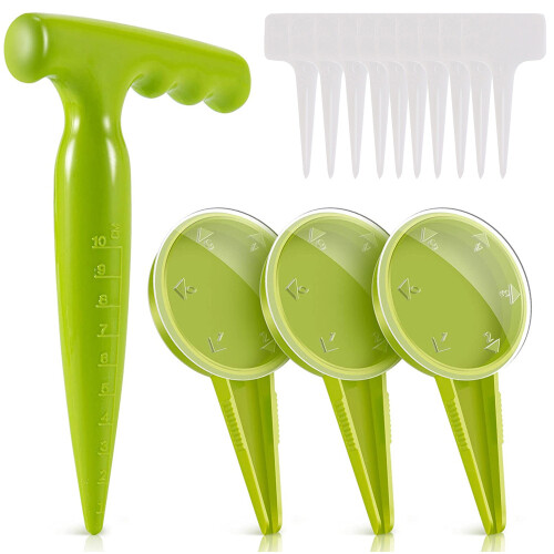 14PCS Seed Dispenser, Garden Tools 10 Adjustable Seed Drills, Transplanters and Perforators in Different Sizes